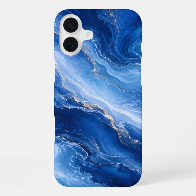 Blue Marble Waves Luxury Abstract iPhone Case (Back)