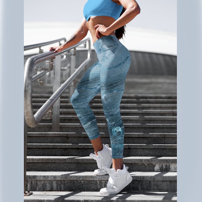  Blue Marble with a rose on each leg Leggings (Creator Uploaded)