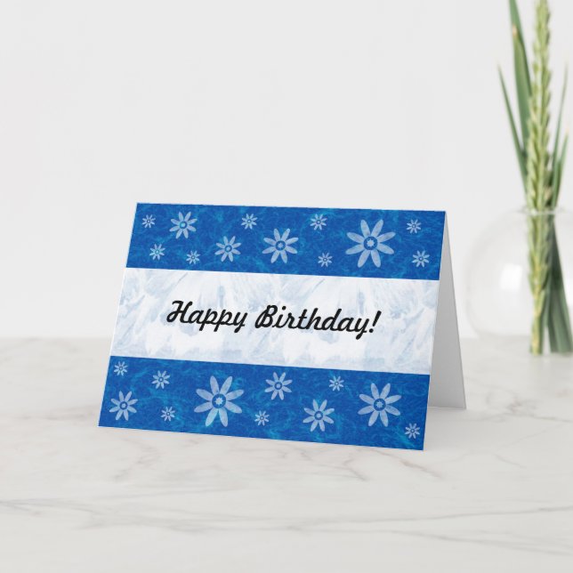 Blue Marble with Flowers Card (Front)