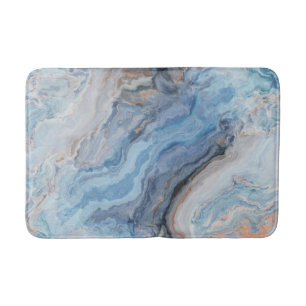 Blue Marble with Gold Black Pretty Decor Bath Mat