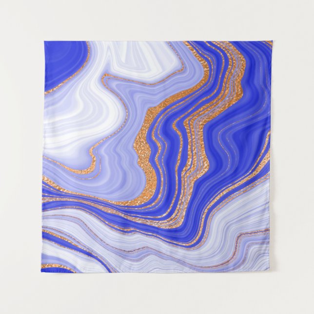 Blue marble with gold texture tapestry (Front)