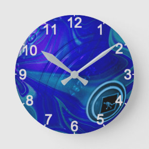 Blue Marbled Lawn Bowl, Wall Clock