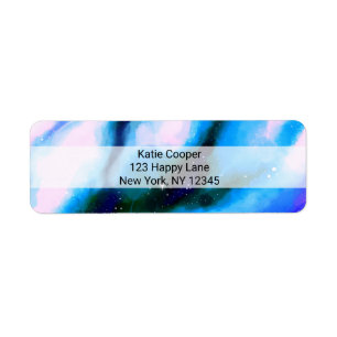 Blue Marbled Outer Space Abstract Background Return Address Label