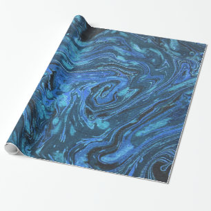 Blue Marbled Paper Abstract Gift Wrap