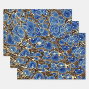Blue Marbleised Wrapping Paper Sheet