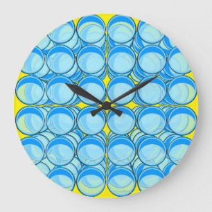 Blue Marbles Large Clock