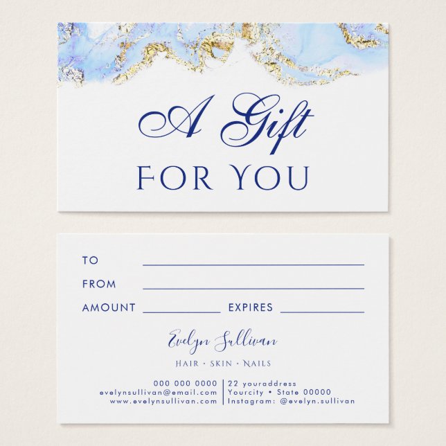 blue marbling design Gift Card (Front & Back)
