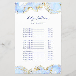 Blue marbling design price list flyer