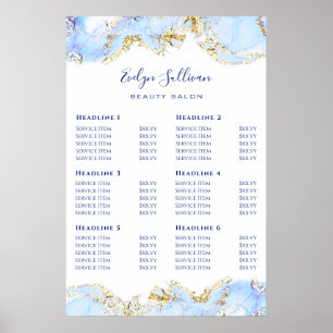 Blue Marbling Design Price List Poster