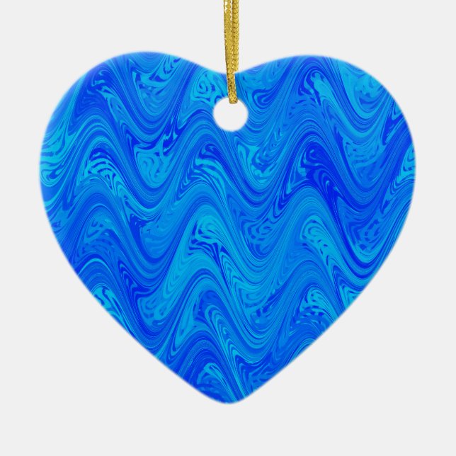 Blue Marbling Pattern Ceramic Ornament (Front)