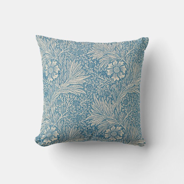 Blue Marigolds (by William Morris) Cushion (Front)