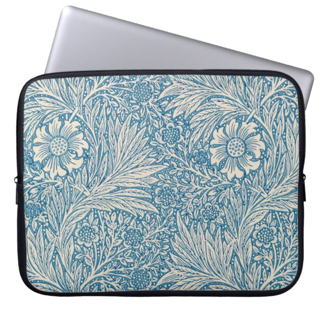 Blue Marigolds (by William Morris) Laptop Sleeve (Front)