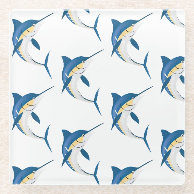 Blue Marlin 2  Glass Coaster (Front)