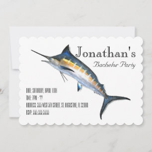 Blue Marlin 5x7 Invitation Scalloped