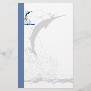 Blue Marlin, Blue Stripe and Shadowed Marlin Stationery