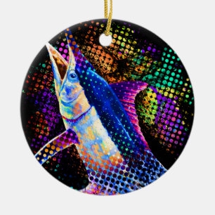 Blue Marlin Christmas Pop Ceramic Ornament