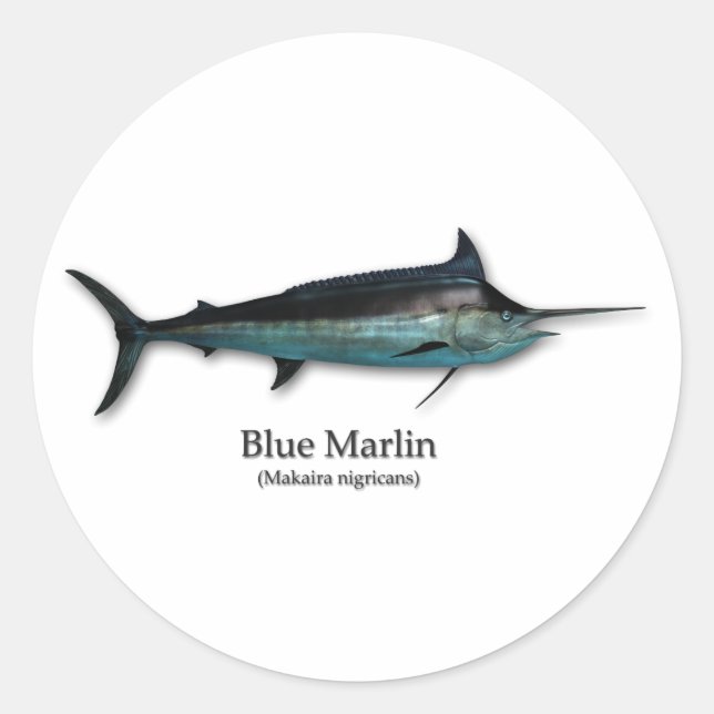 Blue Marlin Classic Round Sticker (Front)