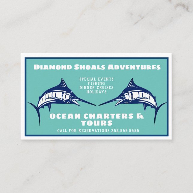 Blue Marlin Design Ocean Charter Business Card (Front)