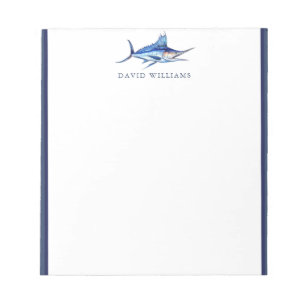 Blue Marlin Fish Fisherman Personalised Notepad
