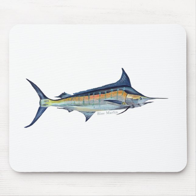 blue marlin fish painting mouse pad (Front)