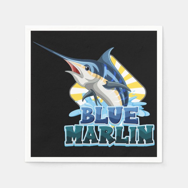 blue-marlin-fish-tshirt-with-carton-character napkin (Front)