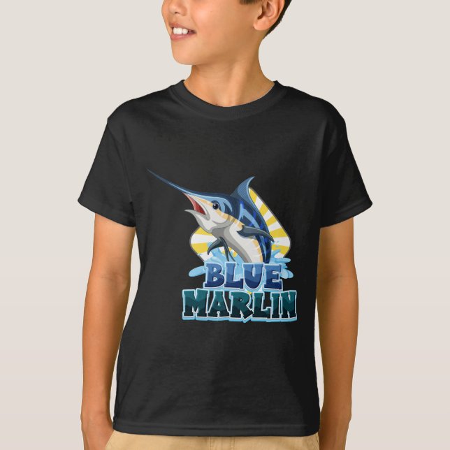blue-marlin-fish-tshirt-with-carton-character T-Shirt (Front)