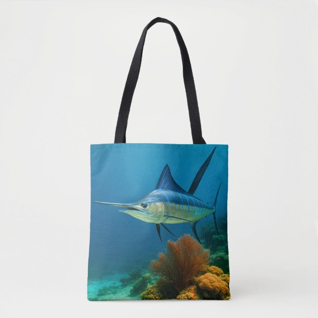 Blue Marlin Glide Tote Bag (Front)