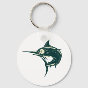 Blue Marlin Jump Scratchboard Key Ring