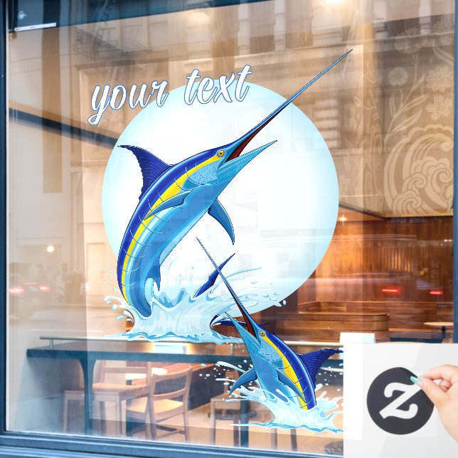 Blue Marlin Jumping out of Ocean (Cafe Window)