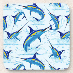 Blue Marlin Jumping out of Ocean Coaster