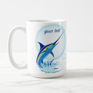Blue Marlin Jumping out of Ocean Coffee Mug
