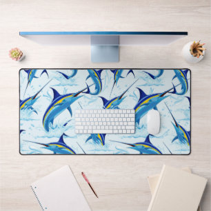 Blue Marlin Jumping out of Ocean Desk Mat