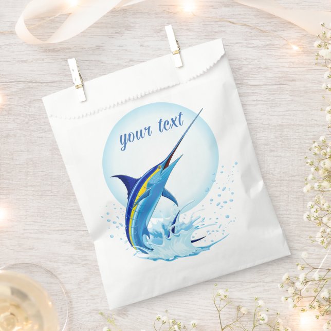 Blue Marlin Jumping out of Ocean Favour Bag (Clipped)