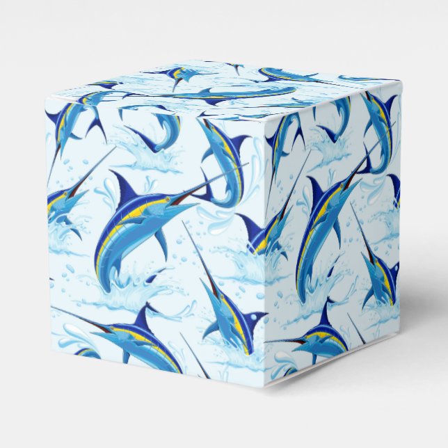 Blue Marlin Jumping out of Ocean Favour Box (Front Side)