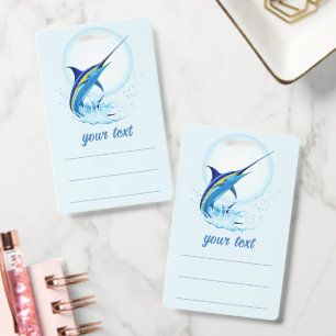 Blue Marlin Jumping out of Ocean ID Badge