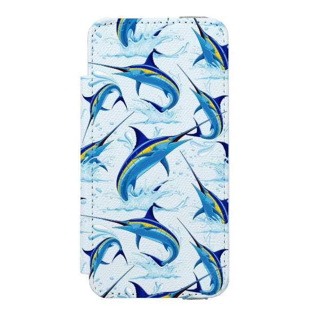 Blue Marlin Jumping out of Ocean Incipio iPhone Wallet Case (Folio Front)