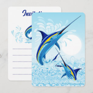 Blue Marlin Jumping out of Ocean Invitation