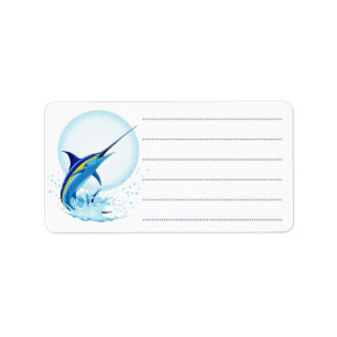 Blue Marlin Jumping out of Ocean Label