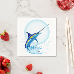Blue Marlin Jumping out of Ocean Napkin