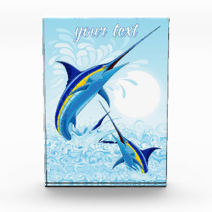 Blue Marlin Jumping out of Ocean Photo Block