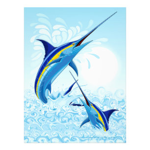 Blue Marlin Jumping out of Ocean Photo Print