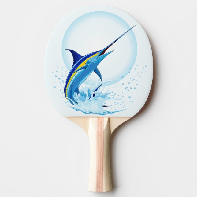 Blue Marlin Jumping out of Ocean Ping Pong Paddle (Front)