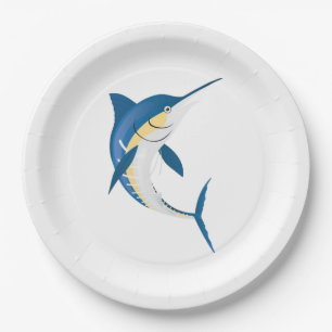 Blue Marlin nautical  Paper Plate