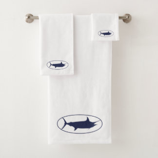 Blue Marlin Oval Bath Towel Set