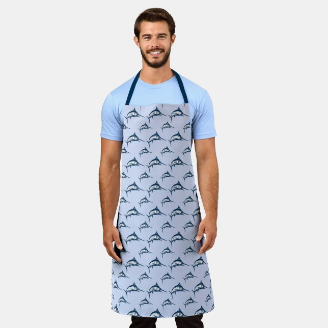 Blue Marlin Pattern Apron (Worn)