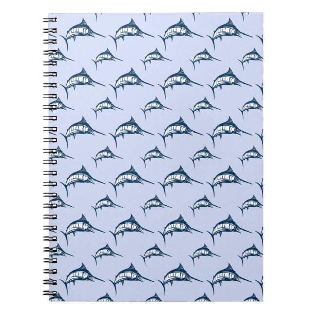 Blue Marlin Pattern Notebook (Front)