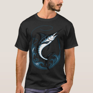 Blue Marlin Power – Blue Marlin Jumping Between T-Shirt
