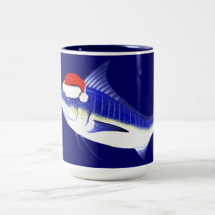 Blue Marlin Santa Claus Two-Tone Coffee Mug