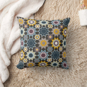 Blue Marrakesh Moroccan Stars Art Pattern Cushion