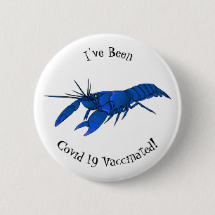 Blue marron crayfish cartoon illustration 6 cm round badge